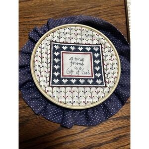 Handmade Framed Cross Stitch A True Friend Is a Gift of God Embroidery Piece